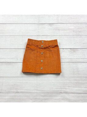 Isaac Mizrahi Orange Corduroy Button Front Elastic Waist Skirt NWT XS 4